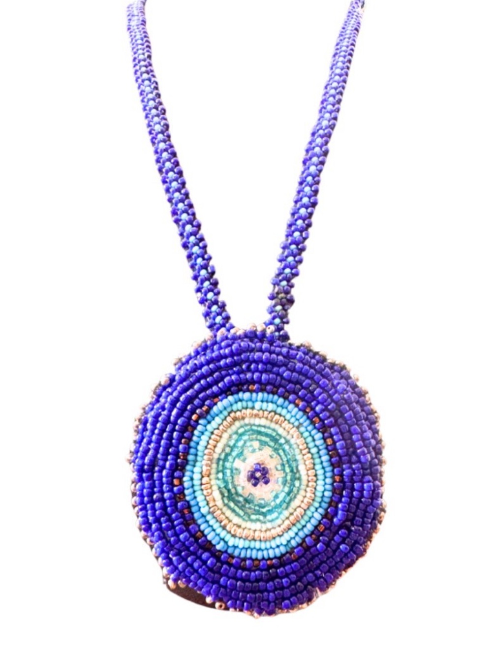 Handcrafted Native Evil Eye Seed Bead Necklace